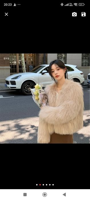 Hit krótkie futerko crop miś futrzak  beż  L. 38/40