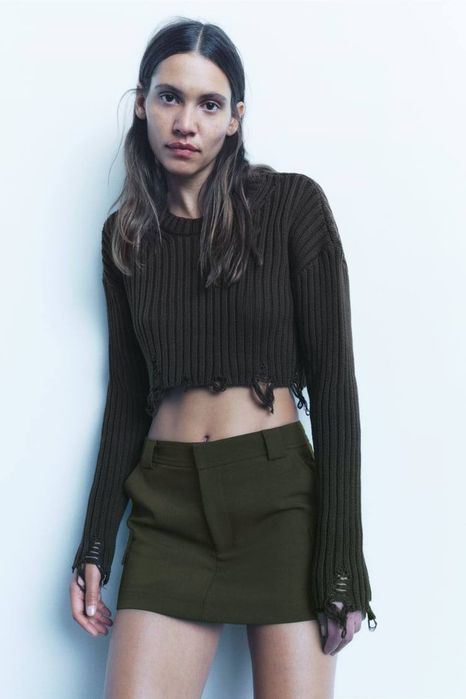 Светр Зара укорочений з потертостями/ Свитер Зара