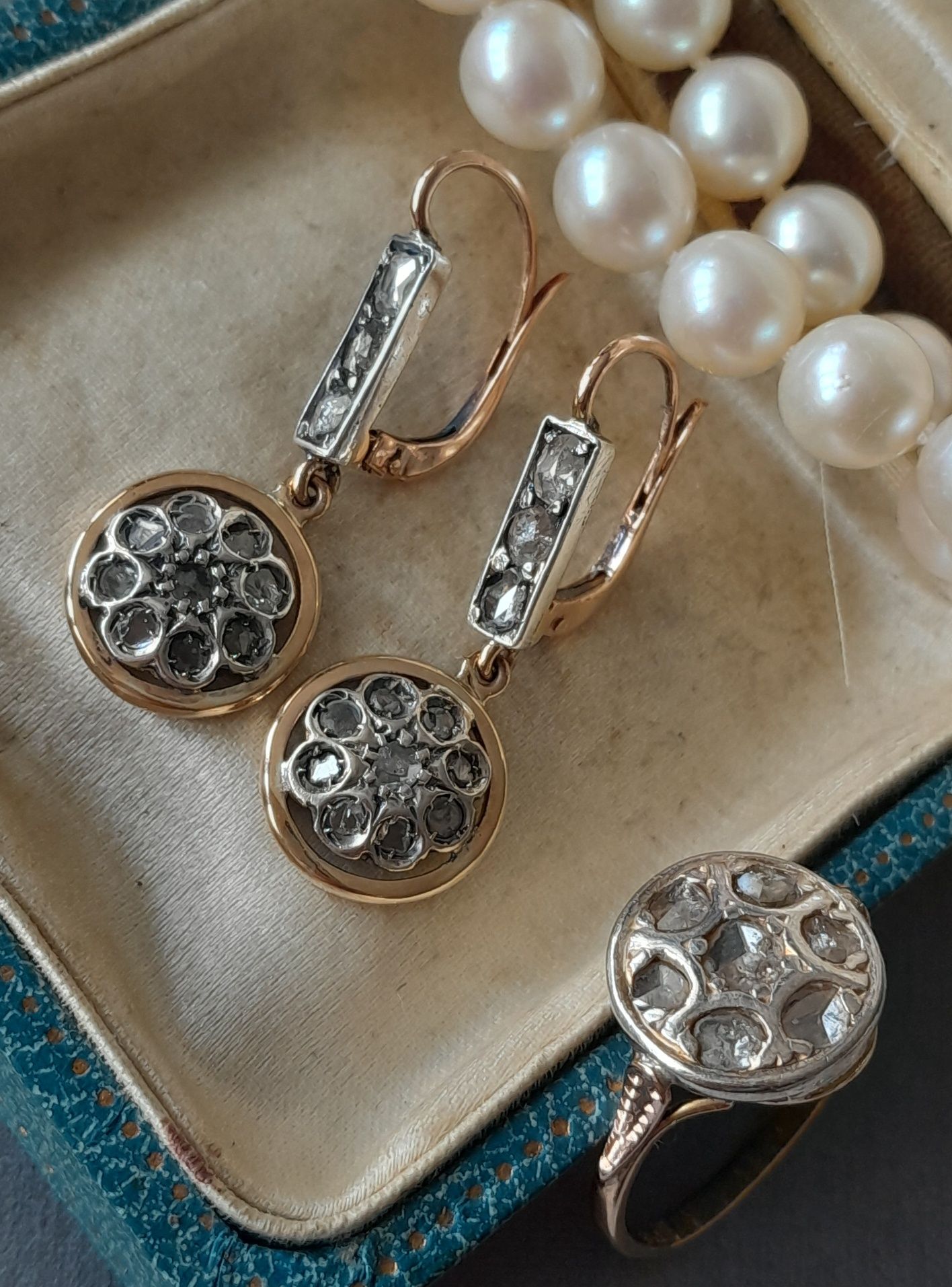 R.13 Pierścionek Art Deco Złoto 750 Diamenty Srebro WYCENA
