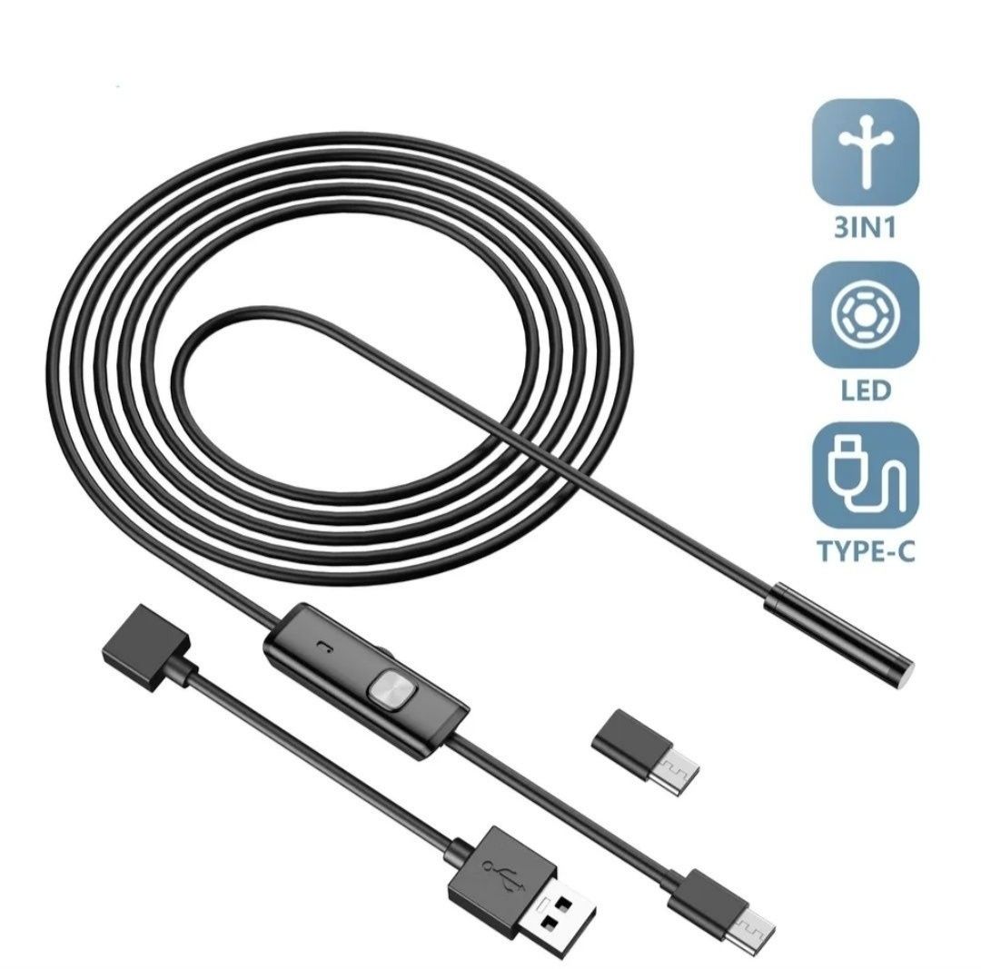Камера Эндоскоп HD, бороскоп, Xiaomi, Huawei, PC, USB, Type-C,