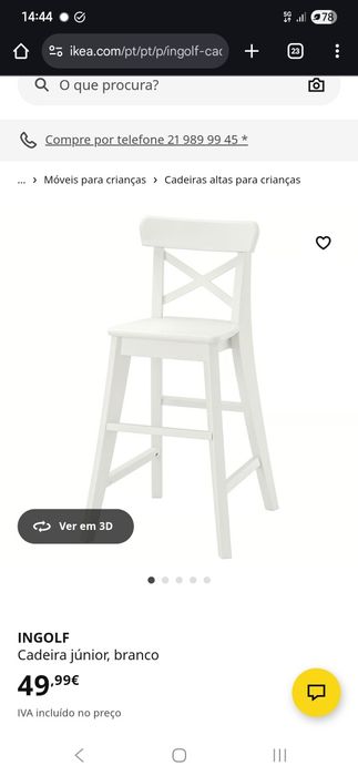 Cadeira de jantar alta para criança - IKEA Junior