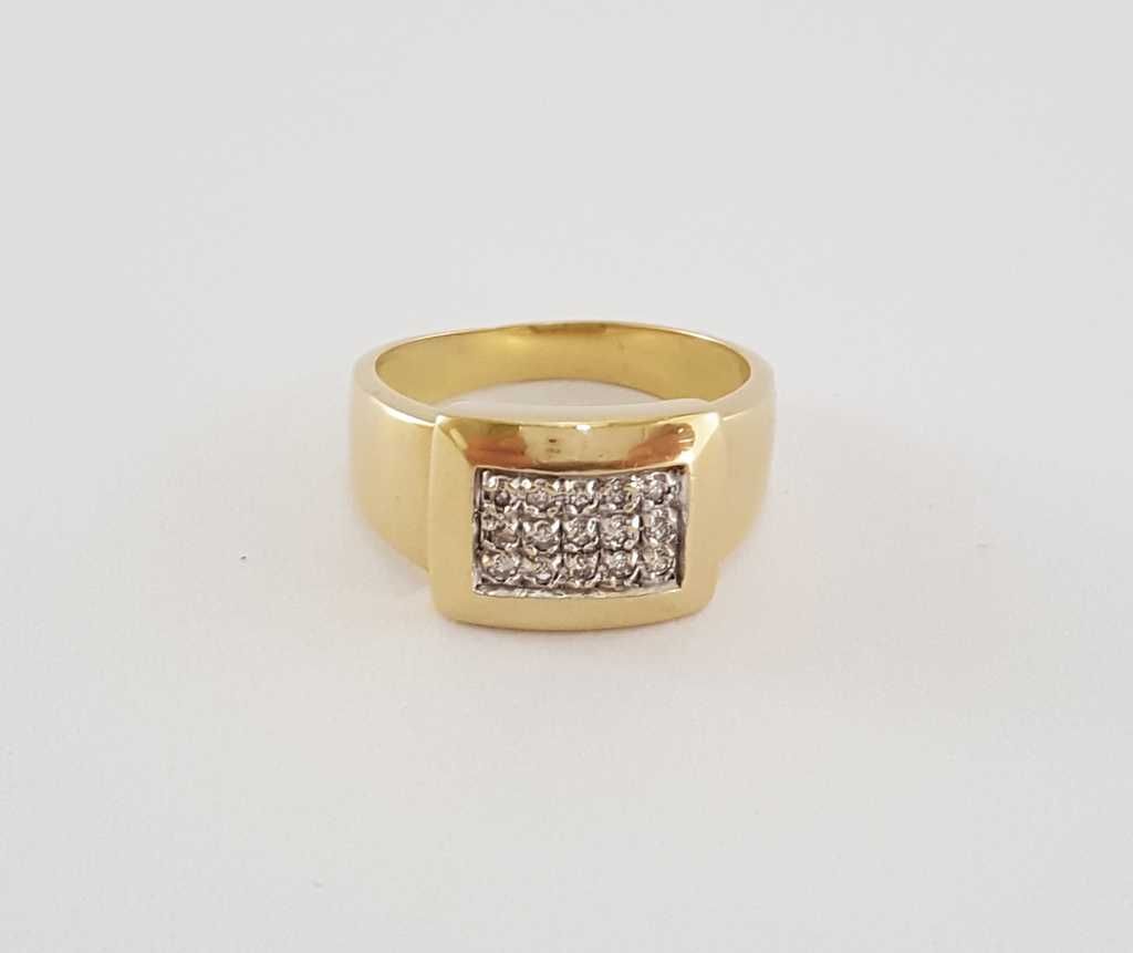 Złoty pierścionek w typie Cartier zdobiony 15 diamentami - Paryż