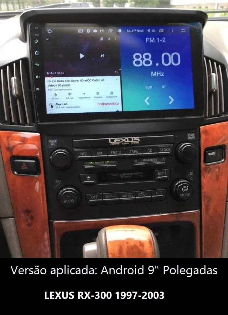 (NOVO) Rádio 2DIN 9" • LEXUS RX • Android GPS • RX300 RX330 RX35 RX400