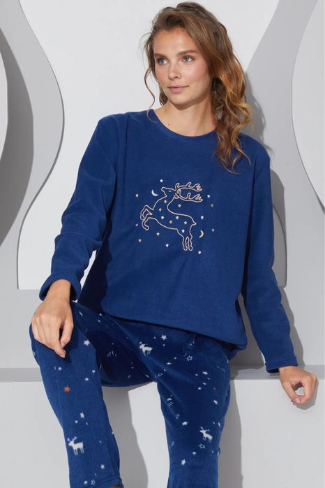 Жіноча тепла синя піжама| фліс, Туреччина