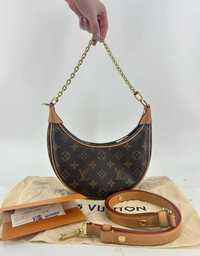 LV crescent new luxury bag，Comes with gold chain strap