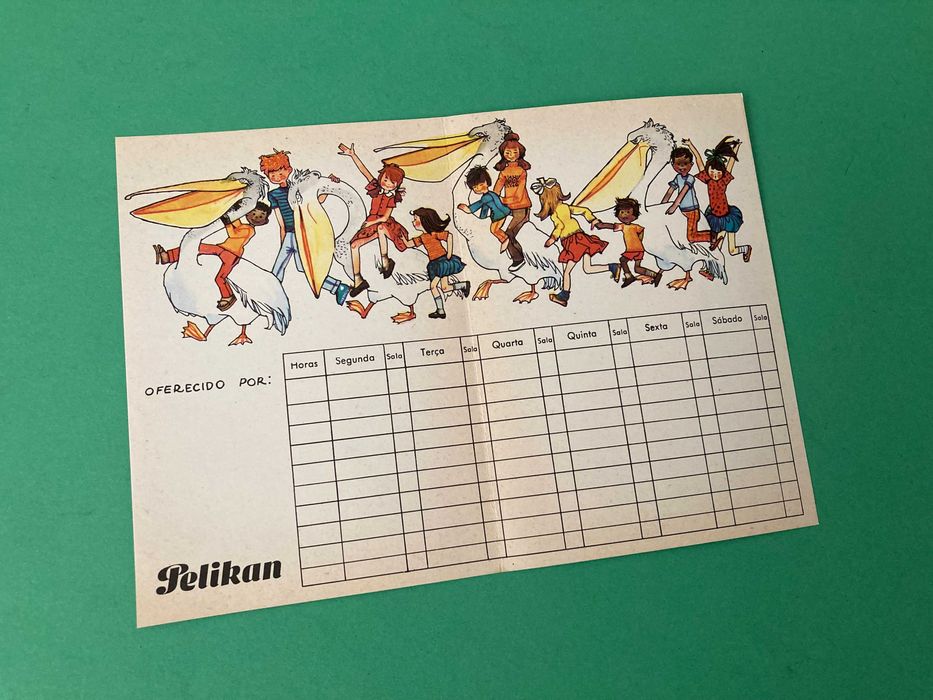 Muito Bonito Horário Escolar da Pelikan Anos 60