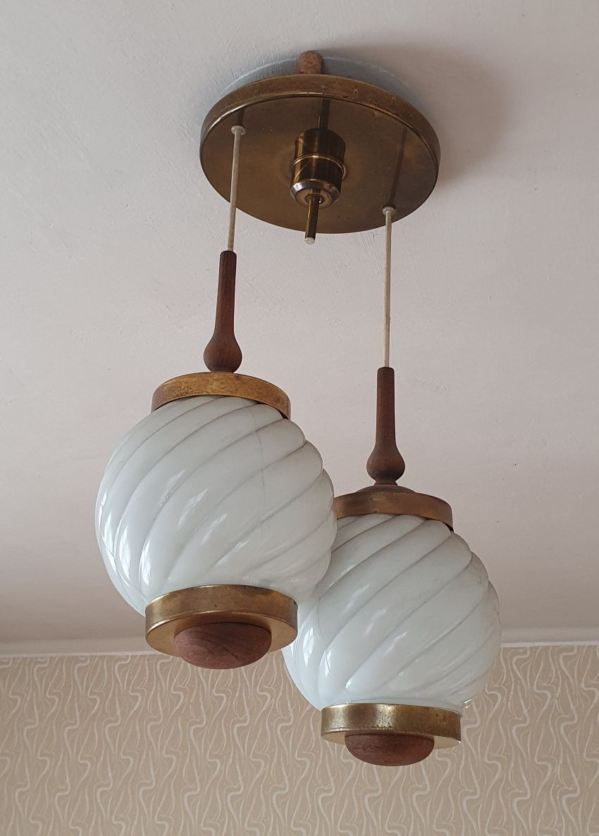 Lampa wisząca PRL podwójna