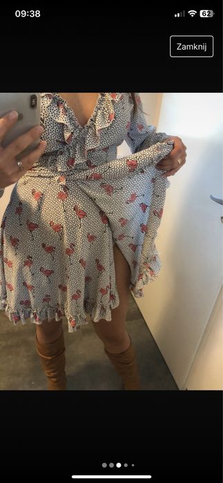 La gabrielle sukienka we flamingi niebieska