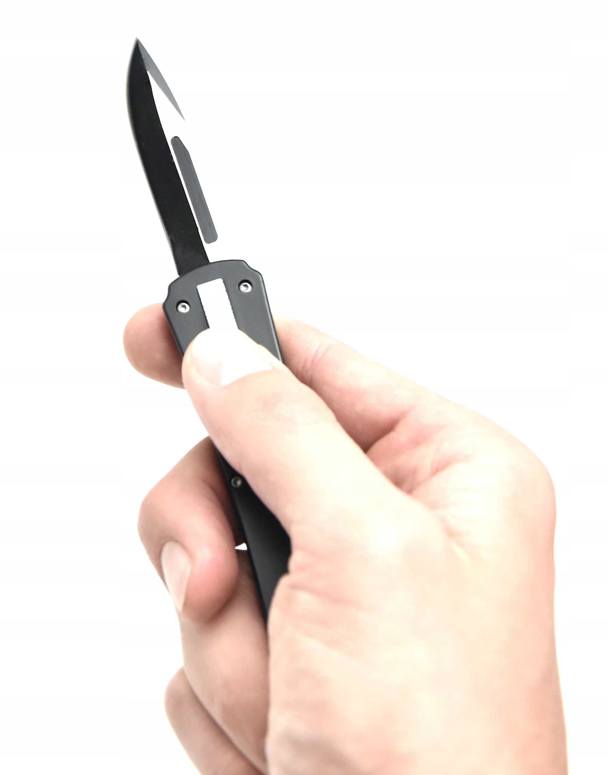 Nóż Taktyczny Sprężynowy Wysuwany Wąski Mini Mocny Metal