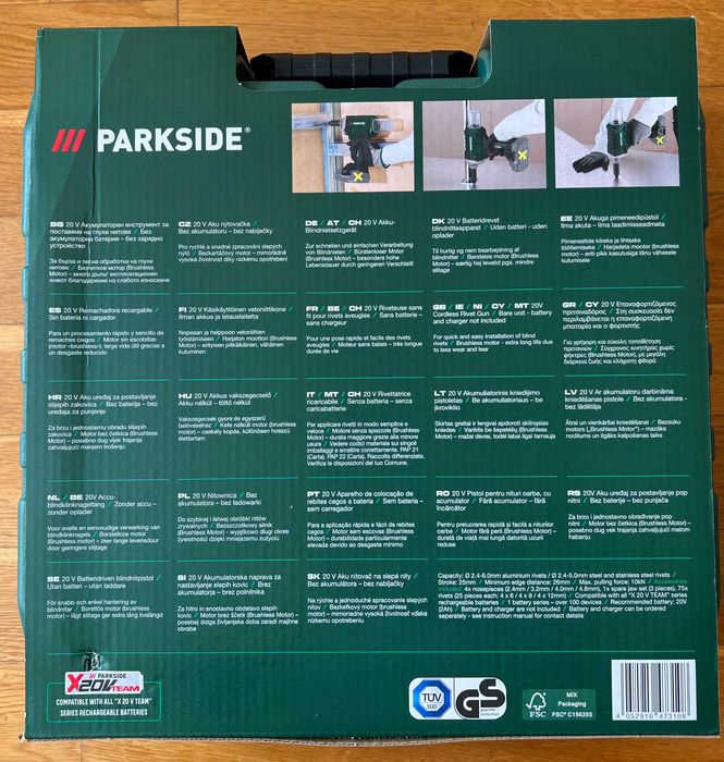 Akumulatorowa Nitownica Parkside PBNSG A1  20V