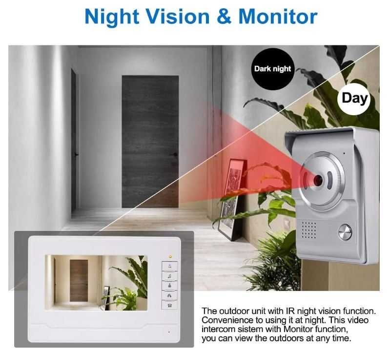 Wideodomofon z wyświetlaczem LCD 7'' Kadongli