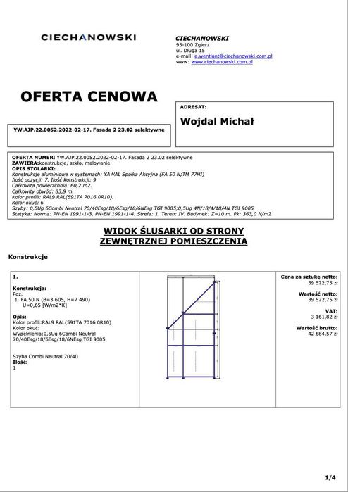 Stolarka okienna wraz z projektem domu A102