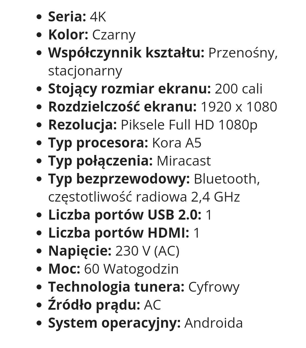 Projektor wifi BF 4K YEFOUND T1
