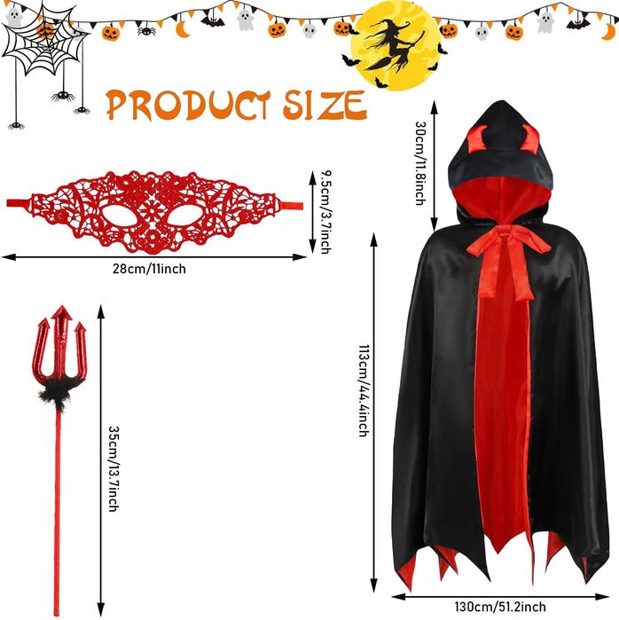 Kostium peleryna czarodzieja z kapturem Halloween Rozmiar One Size