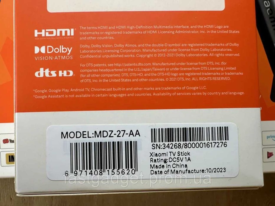 НАЛАШТОВАНА Xiaomi Mi TV Stick 4K 2/8 Amlogic Dolby Atmos EU