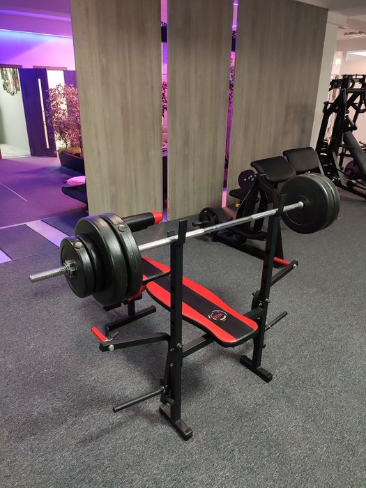 Лавочка для жима з грифом та блінами 50 кг