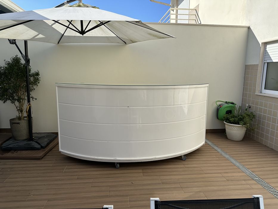 Balcão lacado redondo de recepcão de loja