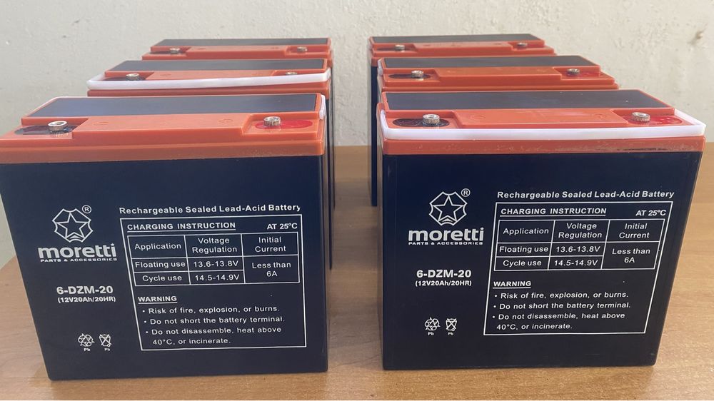 Akumulator żelowy Moretti 6-DZM-20 . 6 sztuk Tanio