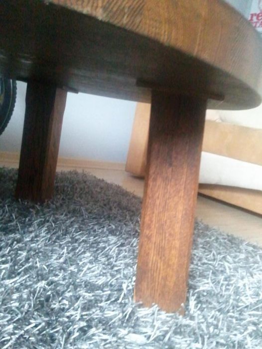 Stolik drewniany dębowy okrągły 115 cm/ 48 cm stół lite drewno dąb