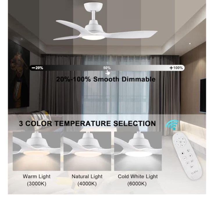 Wentylator sufitowy CJOY z oświetleniem 107 cm