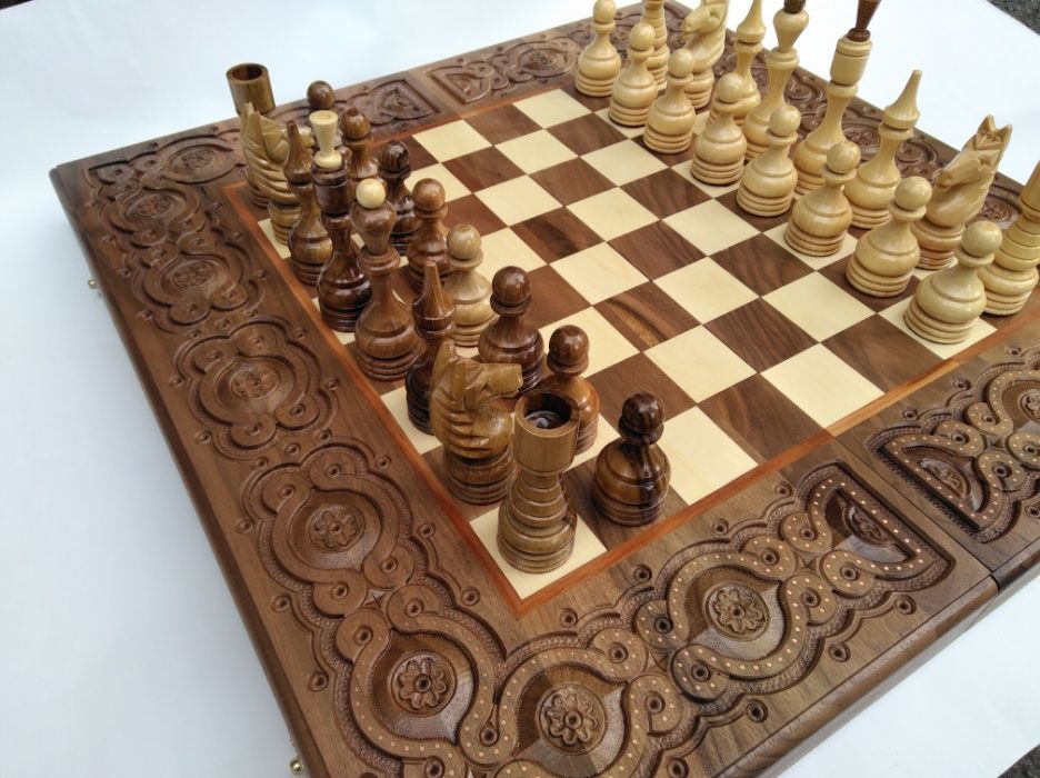 Шахматы шашки нарды резные ручной работы подарочные деревянные