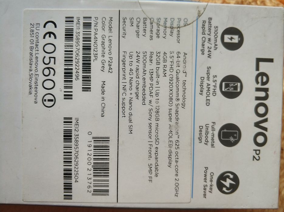 Lenovo P2 Graphite Grey