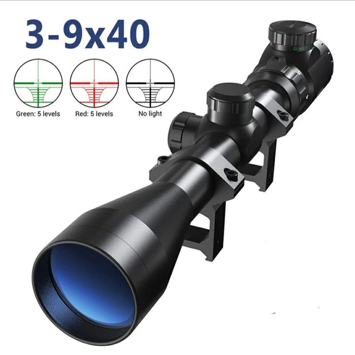 Приціл оптичний 3 в 1 комбо.
3-9x40EG.