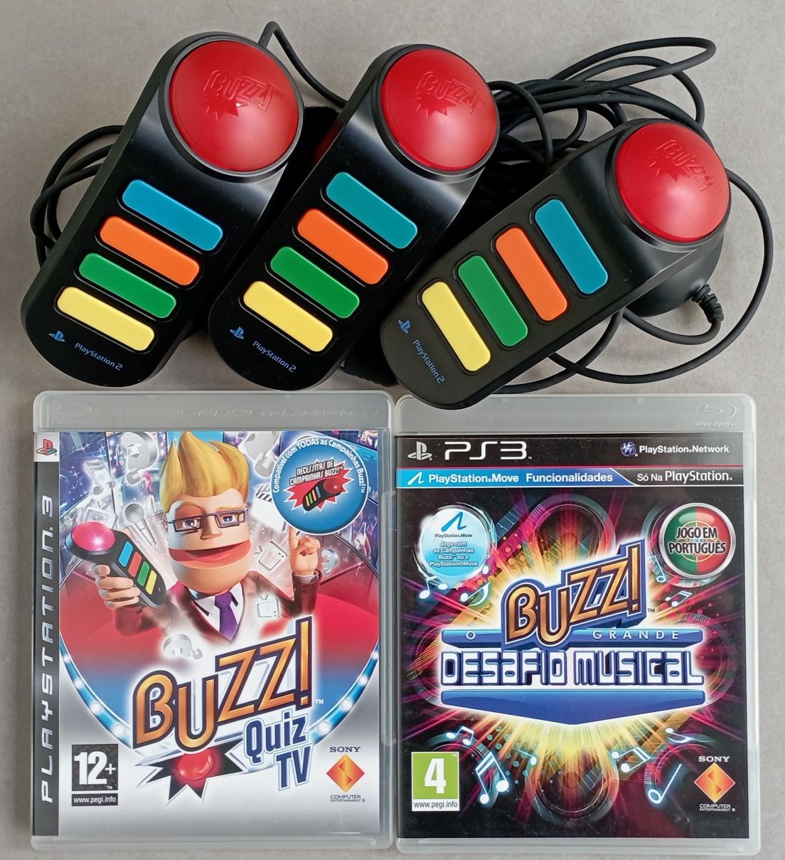 Jogos Buzz Playstation 3 (PS3) + 3 comandos com fios