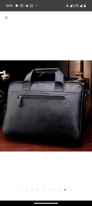 Якісна чоловіча шкіряна сумка -портфель для ноутбука, для документів