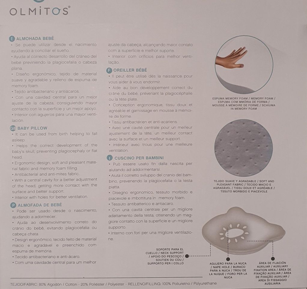Almofada bebé  plagiocefalia