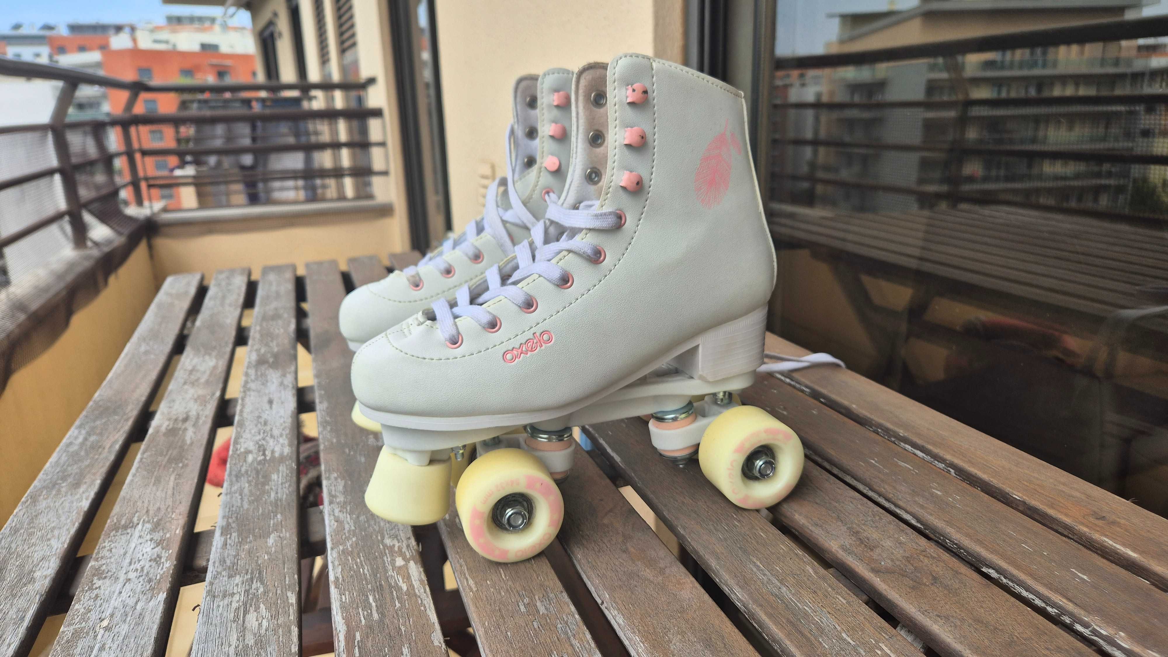 Patins de 4 Rodas Patinagem Artística Branco Oxelo, Tamanho 37