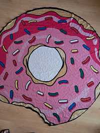 Mata plażowa ręcznik koc na plażę donut pączek kolorowy różowy