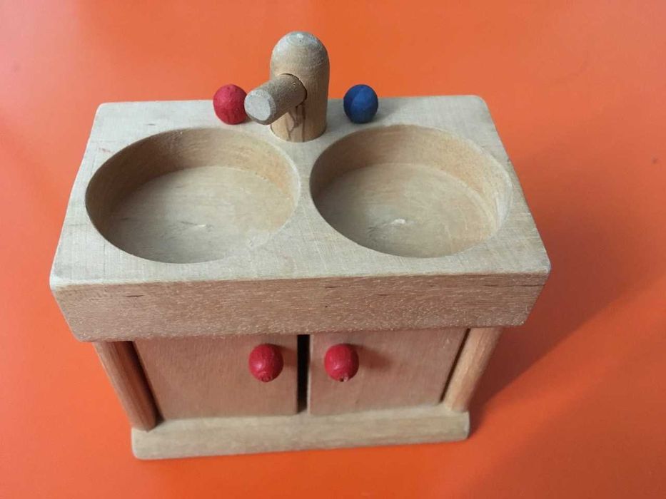 Mebelki dla lalek umywalka drewniana