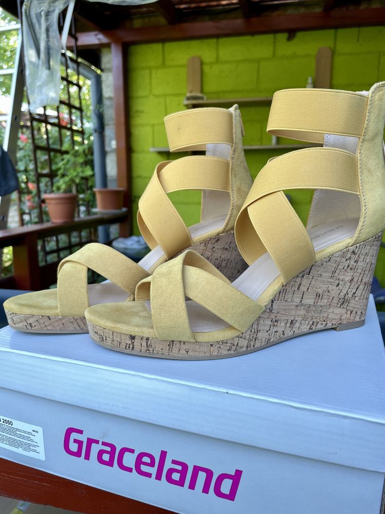 Graceland buty sandały na koturnie korkowym 40
