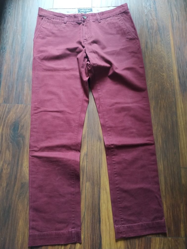 Spodnie chino HAMPTON CHINOS bordowe 33/32