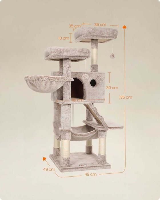 Duży drapak 135 cm z miękkim pokrowcem dla kotów Ombre POWYSTAWOWY