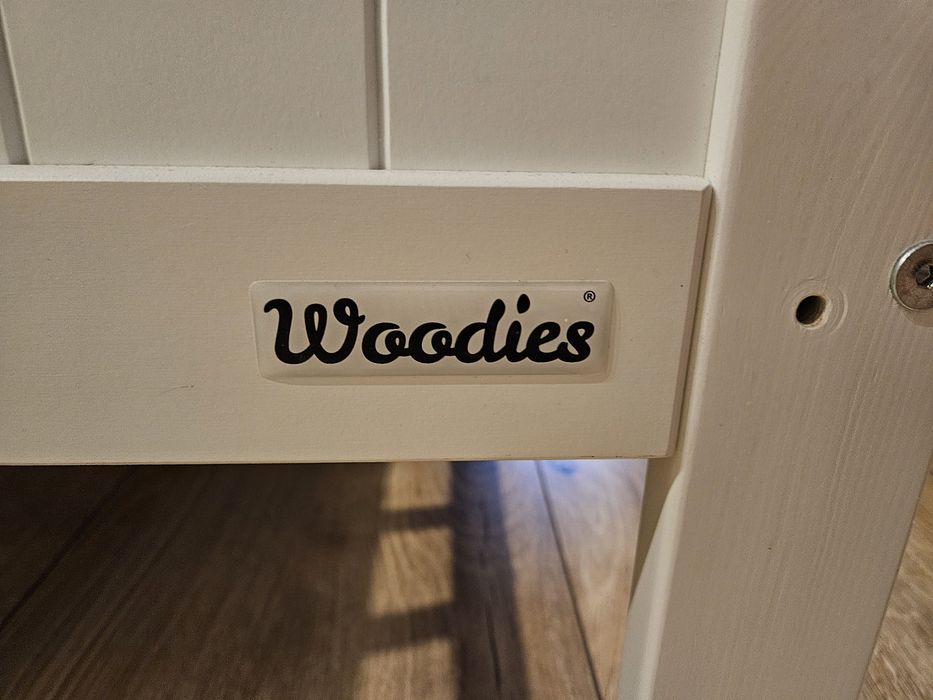 Łóżeczko Woodies w idealnym stanie + materac Rucken