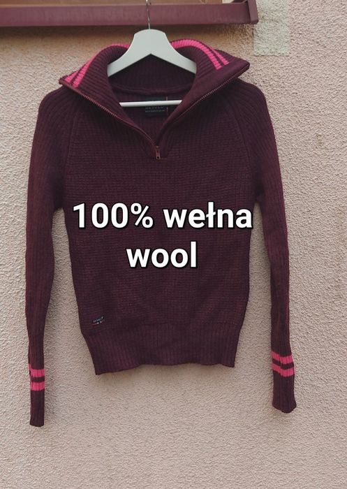 ciepły wełniany sweter golf 100% wełna wool xs 34 devold
