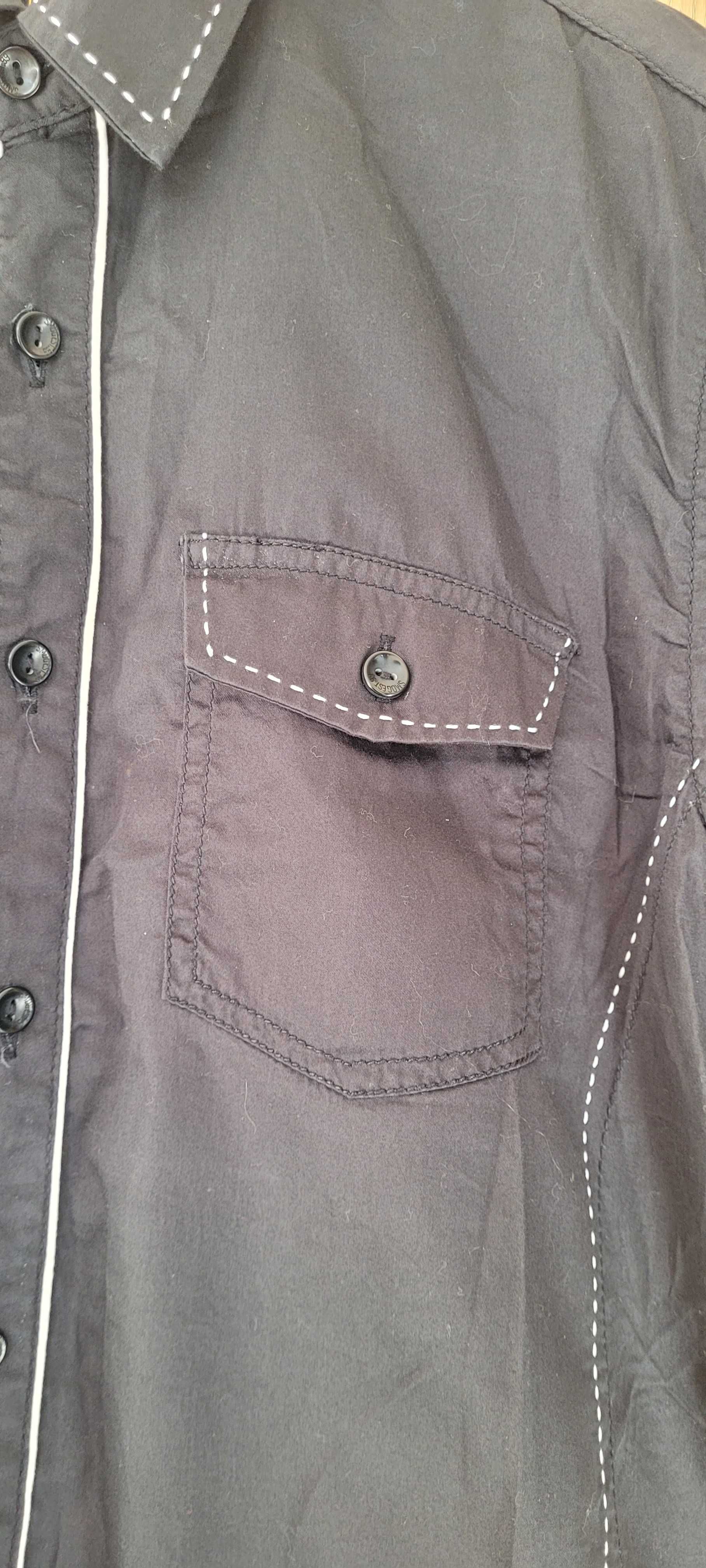 Czarna męska koszula slim fit dopasowana bawełna Smog, r M