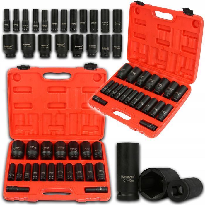 Udarowe Nasadki Zestaw 1/2 10-38 Nasadek Udarowych