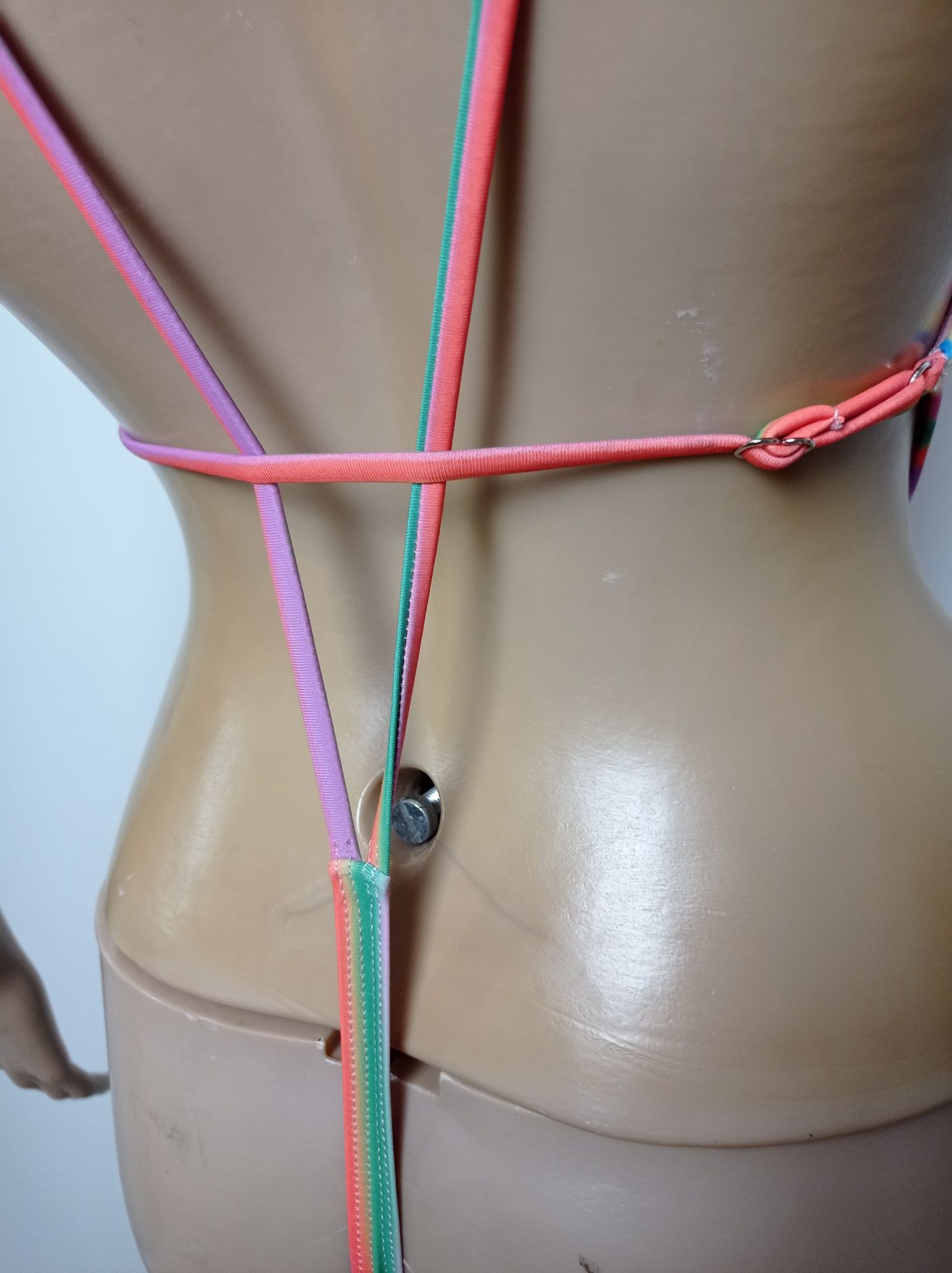 Nowy strój kąpielowy jednoczęściowy kolorowy w paski damski stringi S