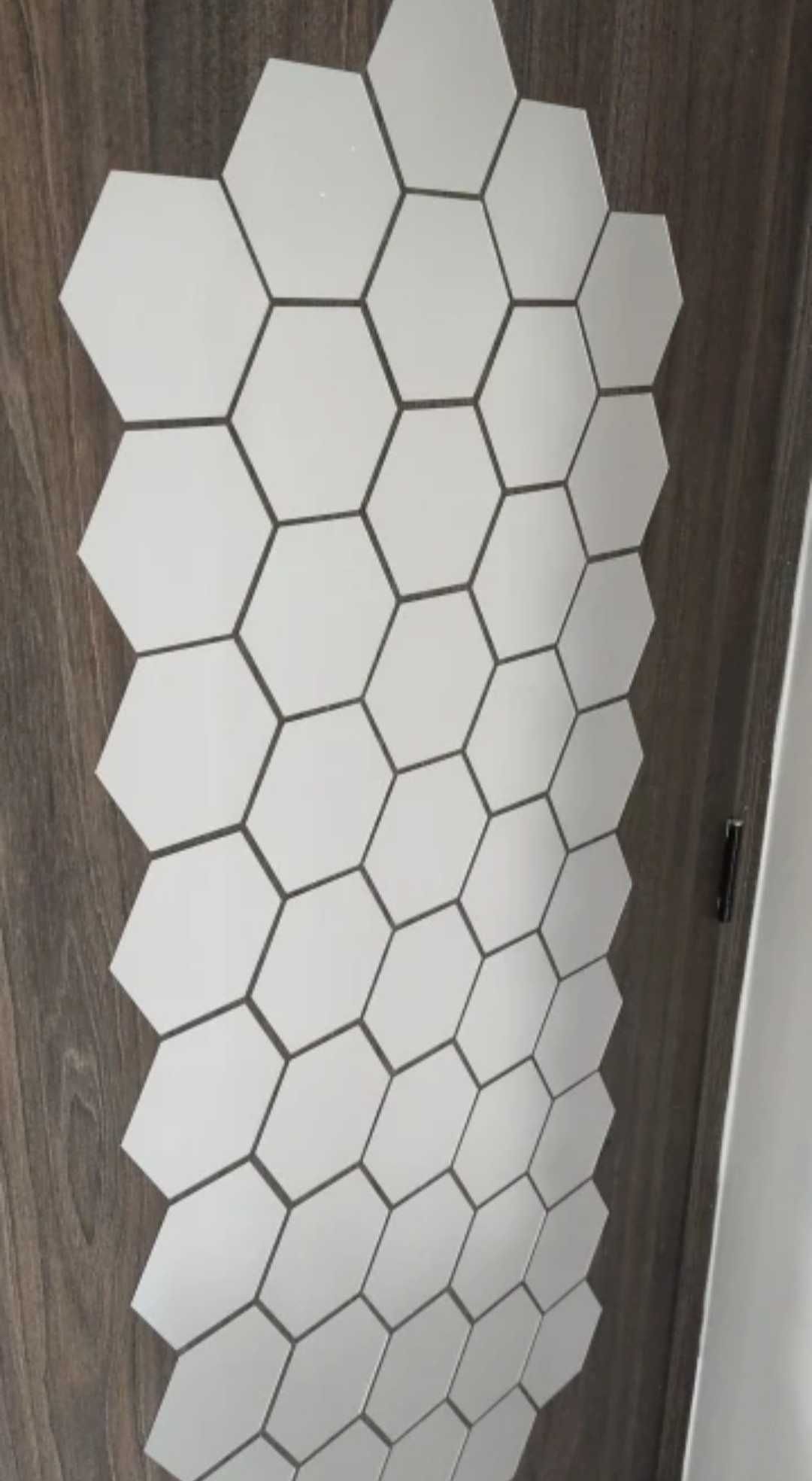 24szt naklejki ścienne lustro lusterka hexagon srebrne naklejka hit