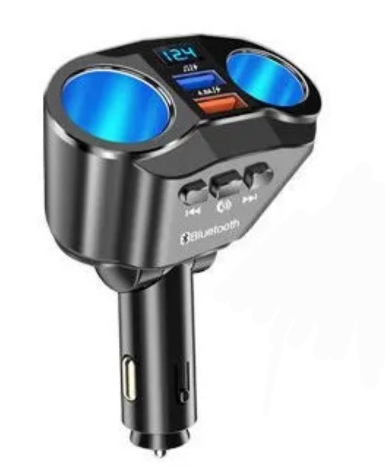 4.8A+QC3.0 Разветвитель прикуривателя  FM модулятор Bluetooth  MP3