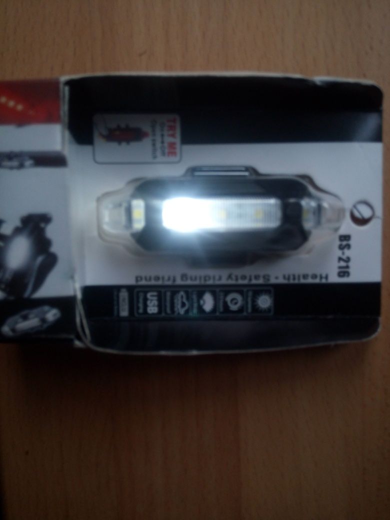 Lampka rowerowa LED USB 4 tryby pracy