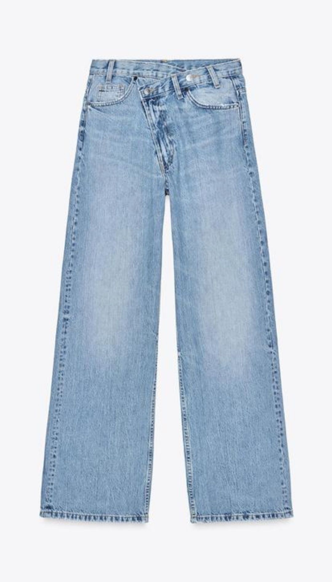 Джинси zara wide leg із високою посадкою і запахом на поясі.