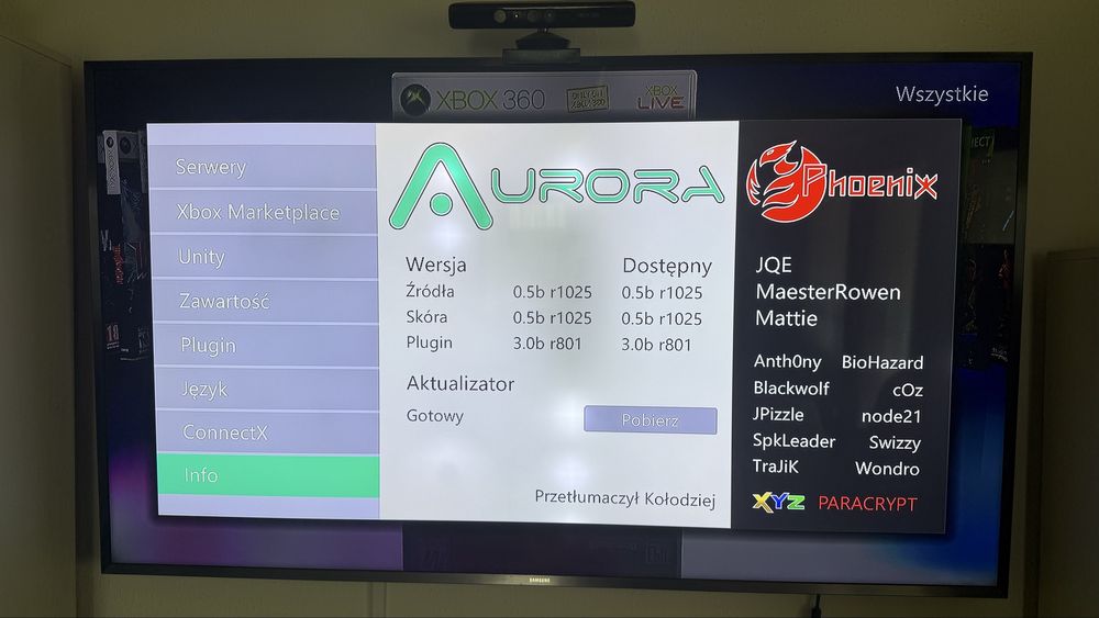 Xbox 360 1 TB E Super Slim RGH Aurora Kinect Gitara Logitech DriveFX