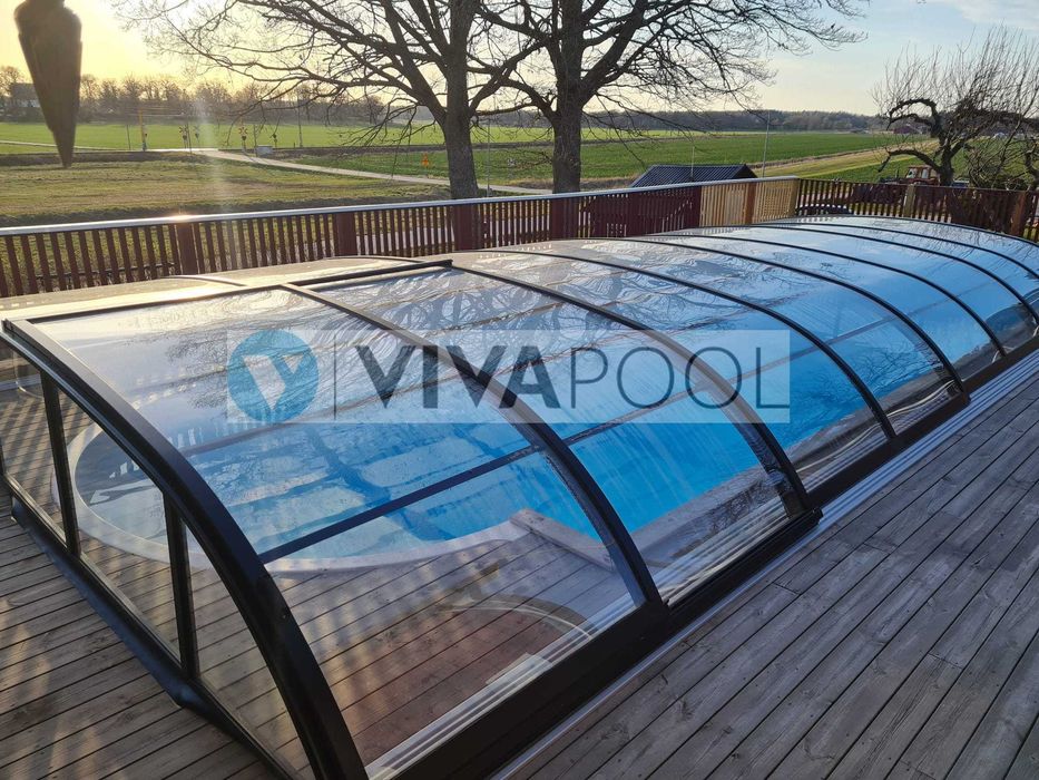 Niskie zadaszenie basenowe SMART 7,75 x 3,50 x 0,80 poliwęglan lity