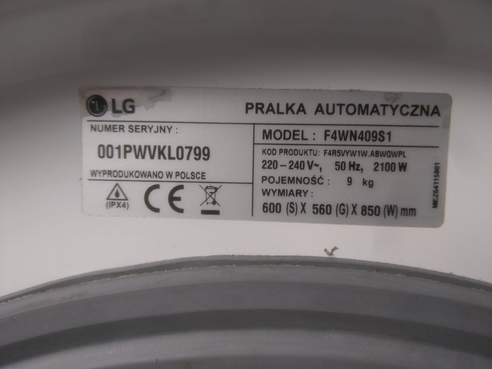 Pralka LG 9kg  Gwarancja