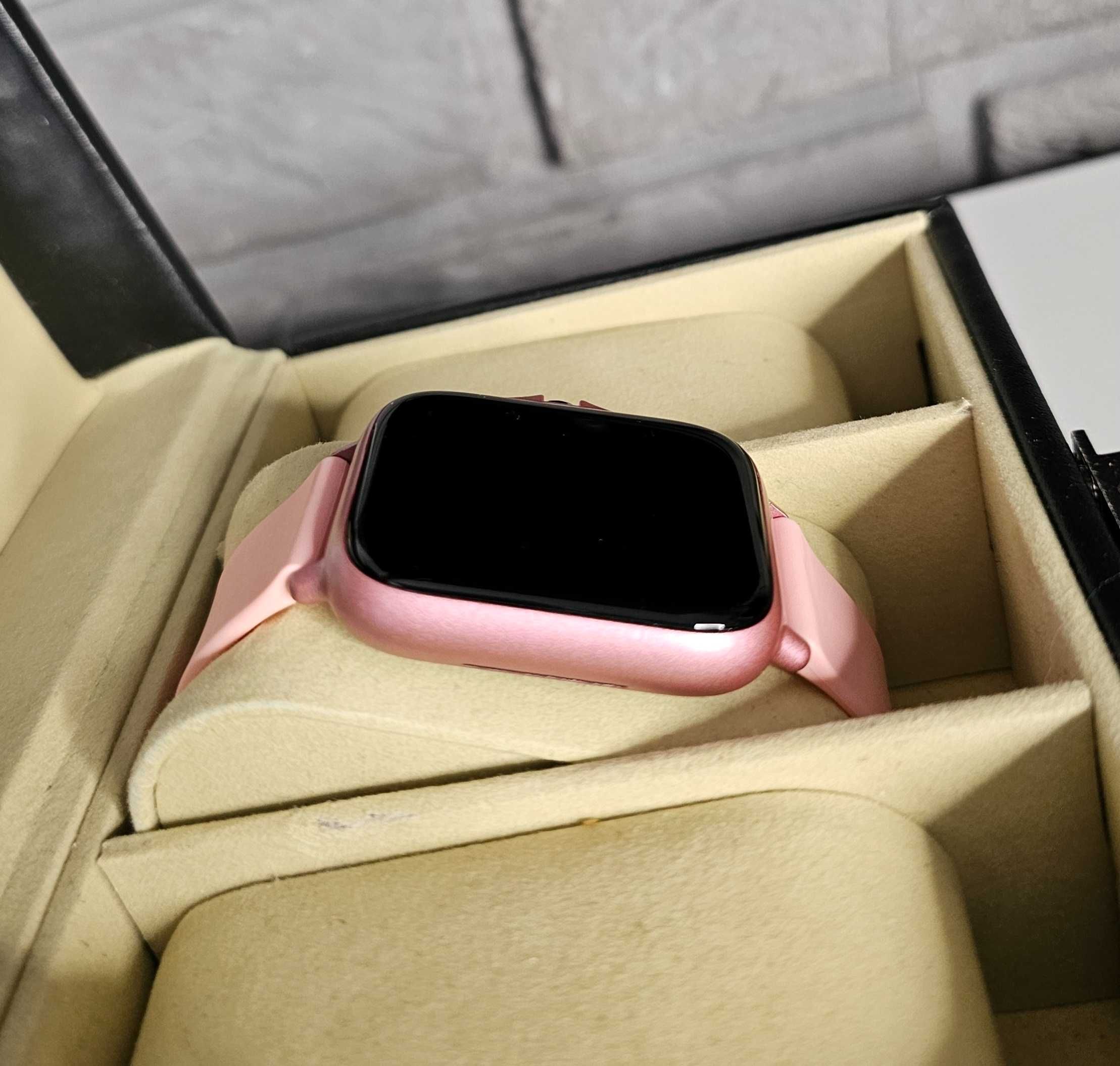 Zegarek Smartwatch smart opaska kwadratowa koperta różowy pudrowy róż
