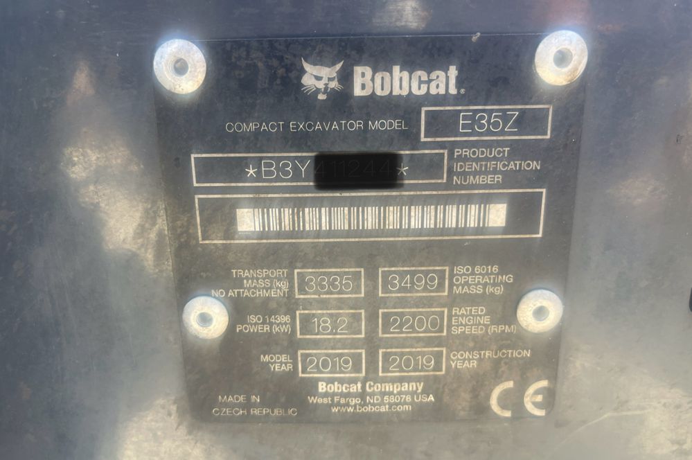 Bobcat E35(2019), 2070h, engate rapido, 3 baldes (limpeza oscilante)